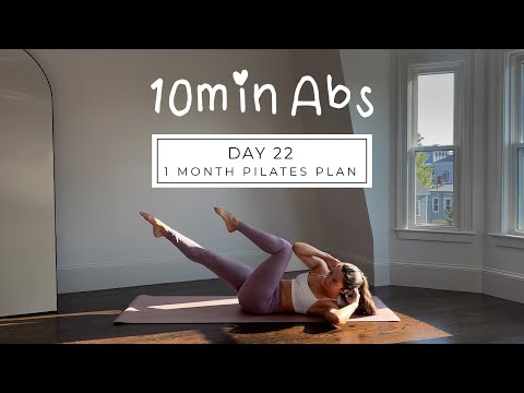 DAY 22 - 1 MONTH PILATES PLAN // 10MIN Toned Abs & Waist  || madeleineabeid