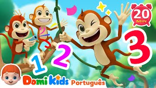 Cinco Macacos Pequenos | Compilação de Canções Infantis em Português | Domi Kids