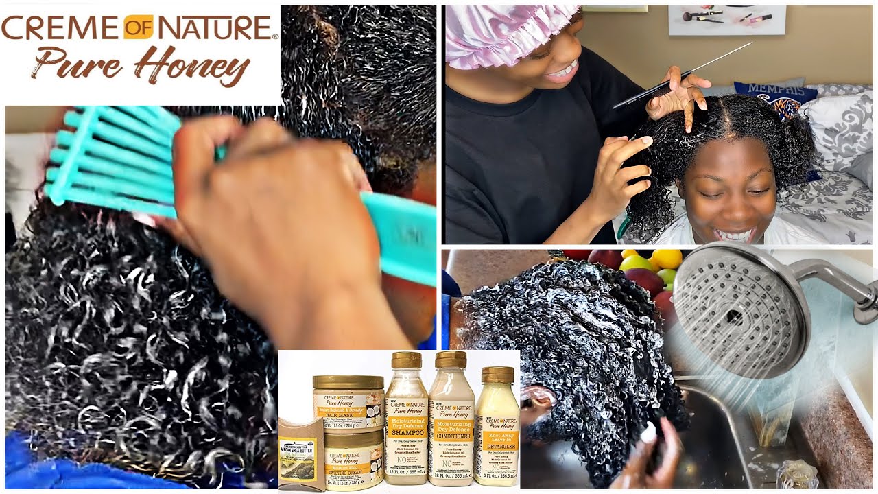 Creme of Nature Pure Honey Line on Natural Hair | Wash Day ft. DeSade