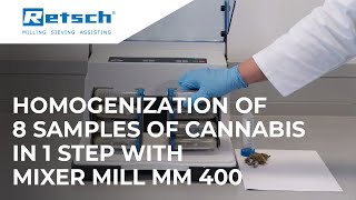 Oscilační mlýn MM 400, homogenizace 8 vzorků v centrifugačních zkumavkách Falcon (ve videu je použit starší typ mlýnu se stejnou funkcí)