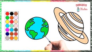 DIBUJOS DE LOS  PLANETAS - CÓMO DIBUJAR  PLANETA TIERRA Y  SATURNO
