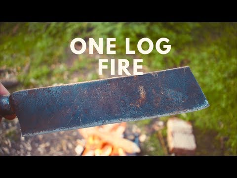 One Log Fire. Making Tinder , kindling, And Fuel From The Same Log.