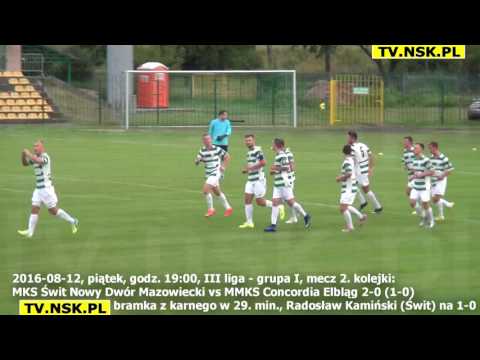 tv.nsk.pl 2016-08-12 MKS Świt Nowy Dwór Mazowiecki - MMKS Concordia Elbląg 2-0 (1-0) bramki