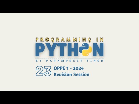 Python Oppe 1 Revision Session Programming In Python Session 23