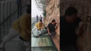 😂📍 China opens glass walkway on the side of 📍Tianmen mountain, #china #glass #skywalker #fypシ