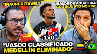 COLOMBIANOS FRUSTADOS COM VASCO 1x0 MEDELLÍN E ELIMINAÇÃO NA SUL-AMERICANA