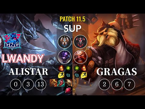 LNG lwandy Alistar vs Gragas Sup - KR Patch 11.5