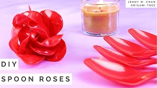 Valentine's Day Craft - DIY Plastic Spoon Rose Bouquet Tutorial - Plastic Spoon Hack!!!