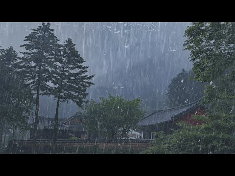 Sleep Instantly in 10 Minutes with Rain Sound on Old Roof in Misty Forest - ASMR