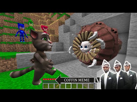 Talking TOM  vs GIANT WORM Catch Angela : IT in Minecraft Pj Mask