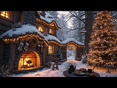 Winter Witch Cottage Ambience 🧹❄️🦉Enchanting Forest - Snowsfall & Crackling Fire, Boiling Cauldron