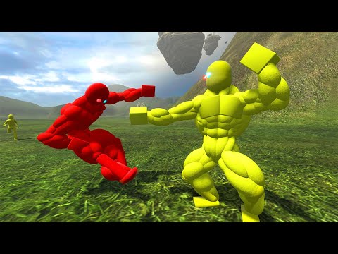 Physics Npc Red Blue And Yellow Ragdoll Team Fights Overgrowth