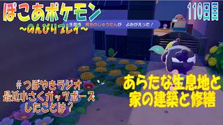 【ぽこあポケモン】１１０日目「偶然見つける生息地（黄色のじゅうたん）と家の建築や修繕をしているよ」（つぼやきラジオ 59:51 頃～ ）
