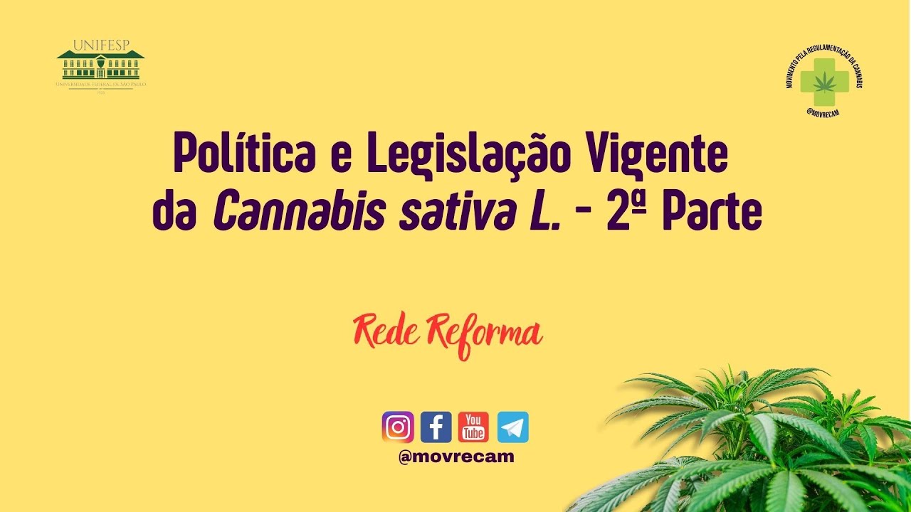 21ª aula - Política e Legislação Vigente da Cannabis sativa L. - 2ª Parte - Rede Reforma