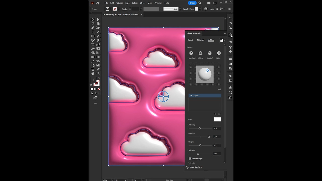 Create 3D Inflate Effect in Adobe illustrator #shorts