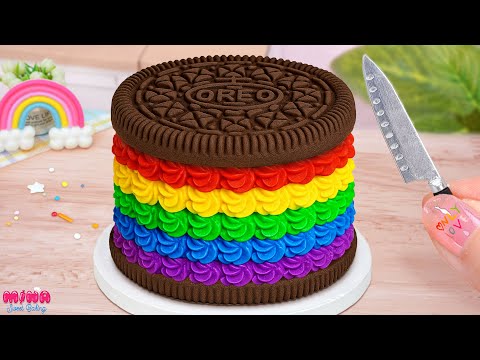 💙Best of Rainbow OREO Cake Recipe💙Miniature OREO Chocolate Buttercream Cake By Mina Sweet Baking