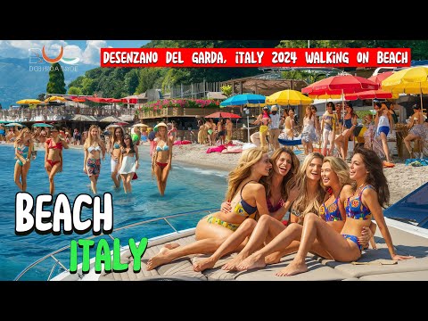 SPIAGGE DESENZANO | BEACH WALK ~ LAKE GARDA ITALY - 4k LAGO DI GARDA ~ BEAUTIFUL BEACH OF ITALY