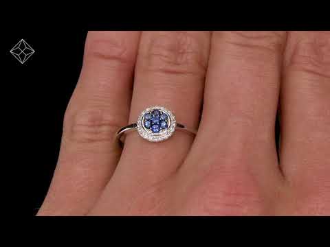 0.20ct Sapphire and Diamond Stellato Ring in 9K White Gold - E5020