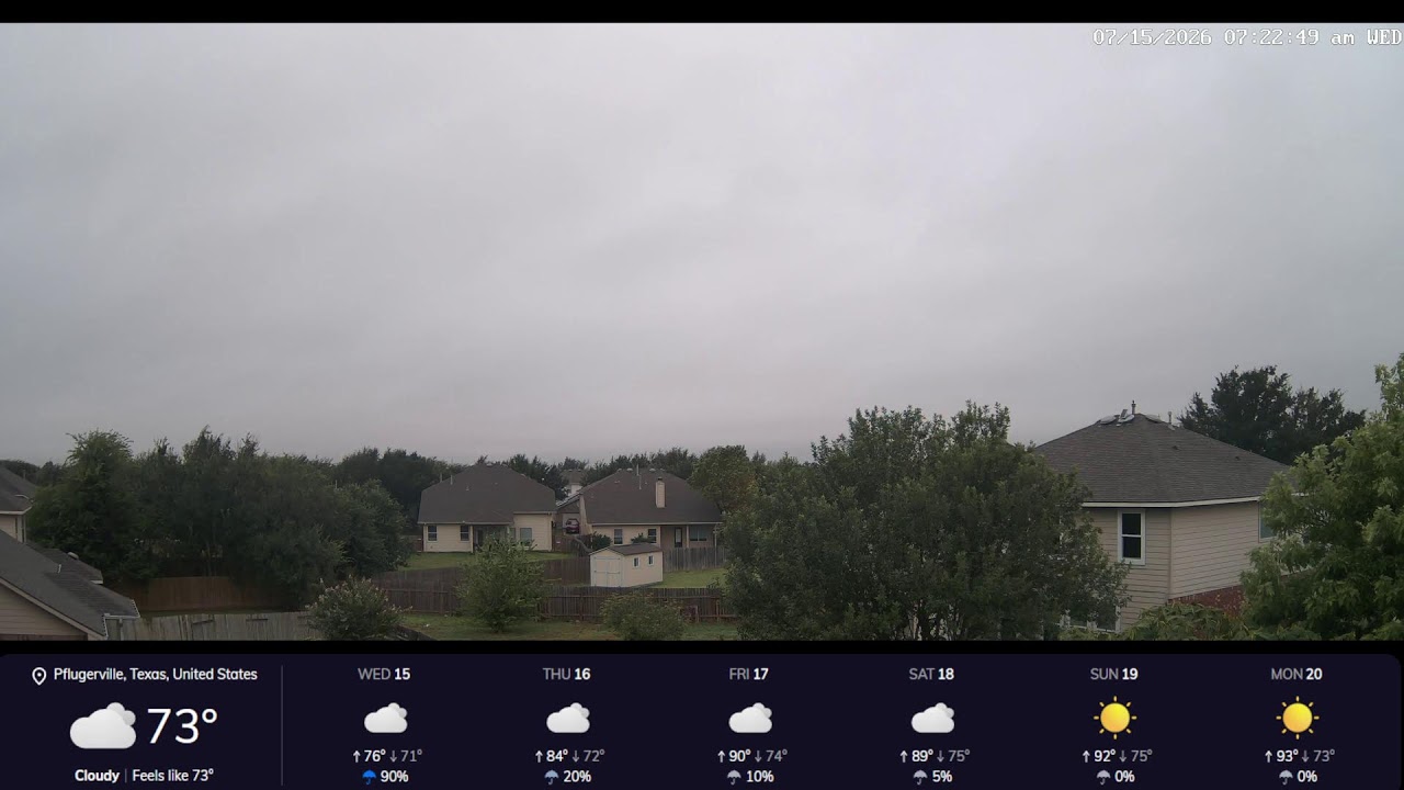 Live webcam view of Pflugerville Sky & Skyline Cam
