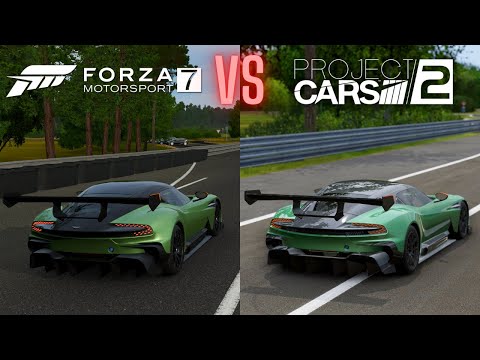 Forza Motorsport 7 vs Project Cars 2 | Graphics & Sound Comparison | Aston Martin Vulcan  [PC-4K]