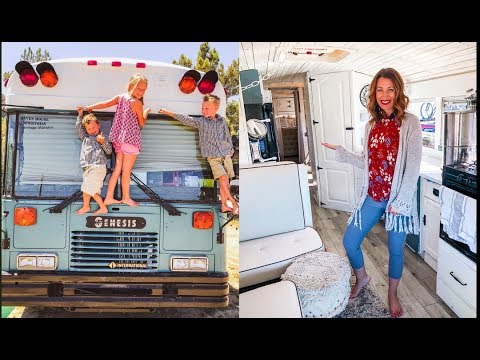 Family Of 5 Sold Everything & Moved Into A School Bus Conversion - Built In Mobile Salon Business