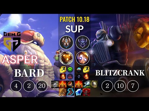 GEN Asper Bard vs Blitzcrank Sup - KR Patch 10.18
