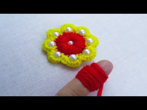 Hand Embroidery Amazing Trick, Easy Flower Embroidery Trick with Finger, Woolen Flower