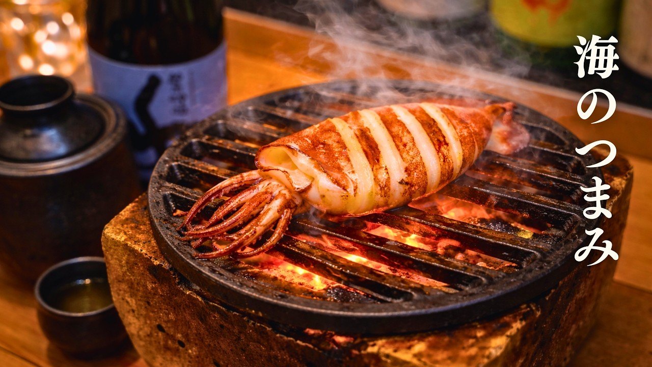 深夜の1人呑み。七輪で海のつまみを焼く夜