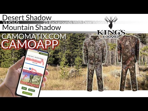 King's Camo Desert Shadow VS Mountain Shadow in the Camo Showdown.  25 Backgrounds with Deer Vis
