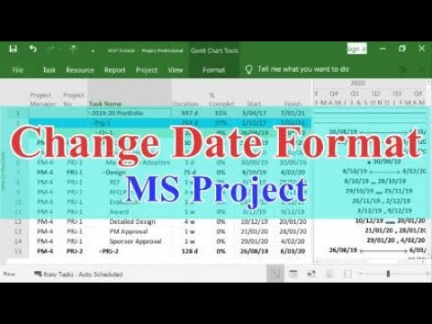 How to change date format in Microsoft Project