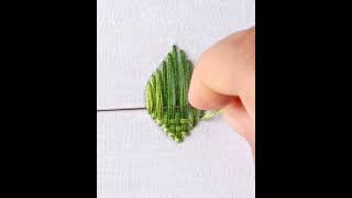 Basket weave stitch tutorial, hand embroidery easy stitch tutorial, leaf embroidery design