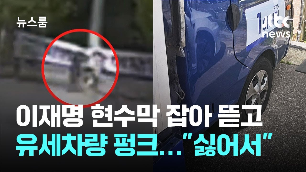 이재명 현수막 잡아 뜯고 유세차량 펑크…"싫어서"