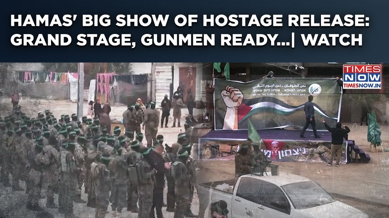 Watch Hamas Gunmen, Vehicles Gear Up For Hostage Release, Grand Stage Set In Gaza's Deir Al-Balah