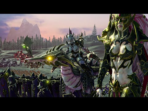 SKAVEN and NURGLE vs SLAANESH and DARK ELVES - Warhammer TotalWar cinematic battle
