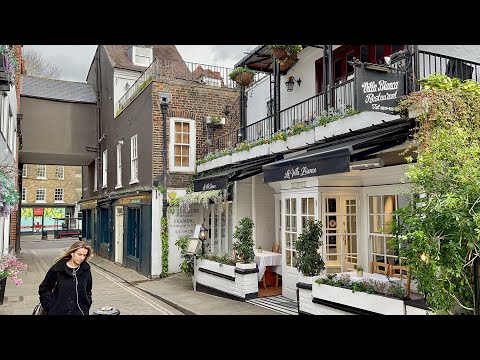 London Walk Hampstead, High Street and Little Alleys, Side Streets - 4K HDR