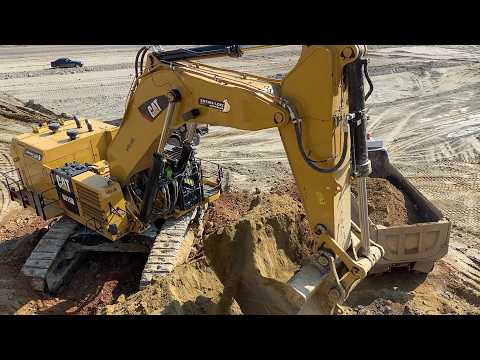 Cat 6015B Excavator Loading Overburden & Cat 16G Grader At Work - Sotiriadis/Labrianidis Mining