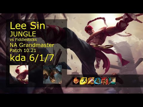 Lee Sin Jungle vs Fiddlesticks - NA Grandmaster 6/1/7 Patch 10.21 Gameplay