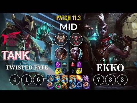 TLN Tank Twisted Fate vs Ekko Mid - KR Patch 11.3