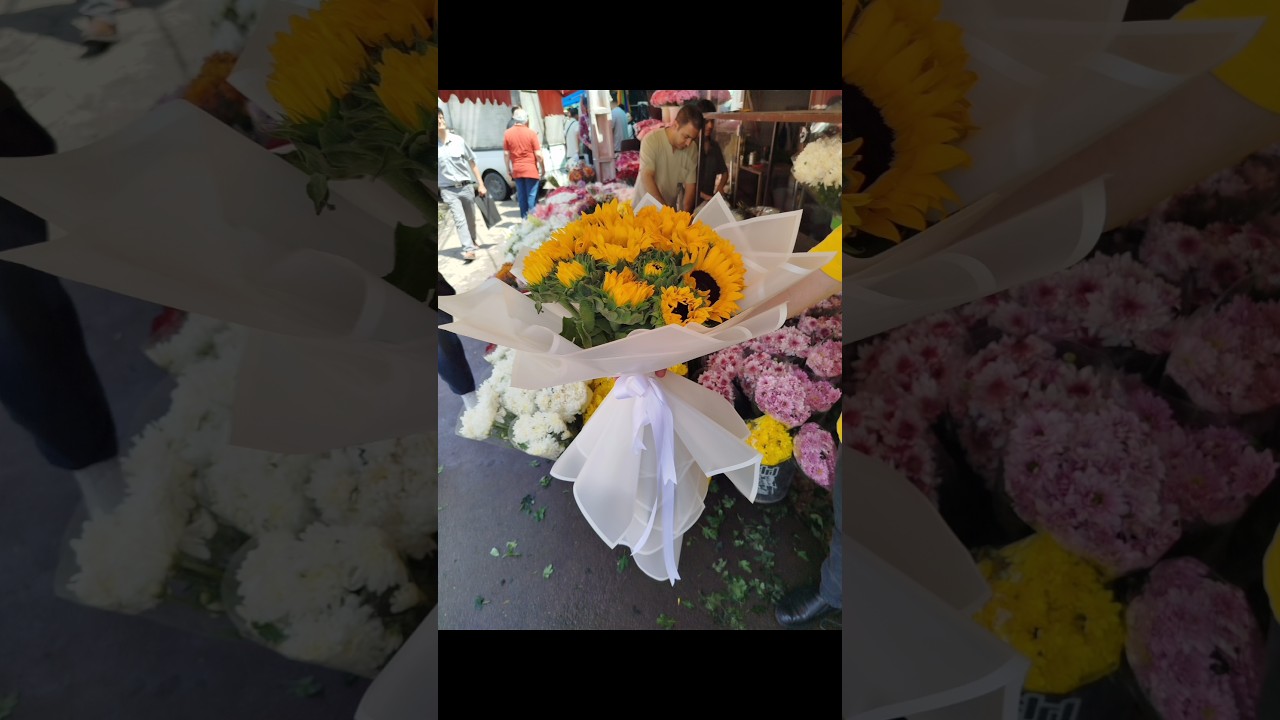 Sunflower bouquet | sunflower bouquet wrapping tutorial| summer bouquet flowers #Sunflower #bouquet