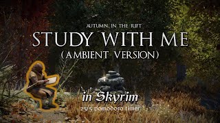 Study with Me in Skyrim | Ambient | Autumn in the Rift | 25/5 Pomodoro Timer [2hr] [4K]