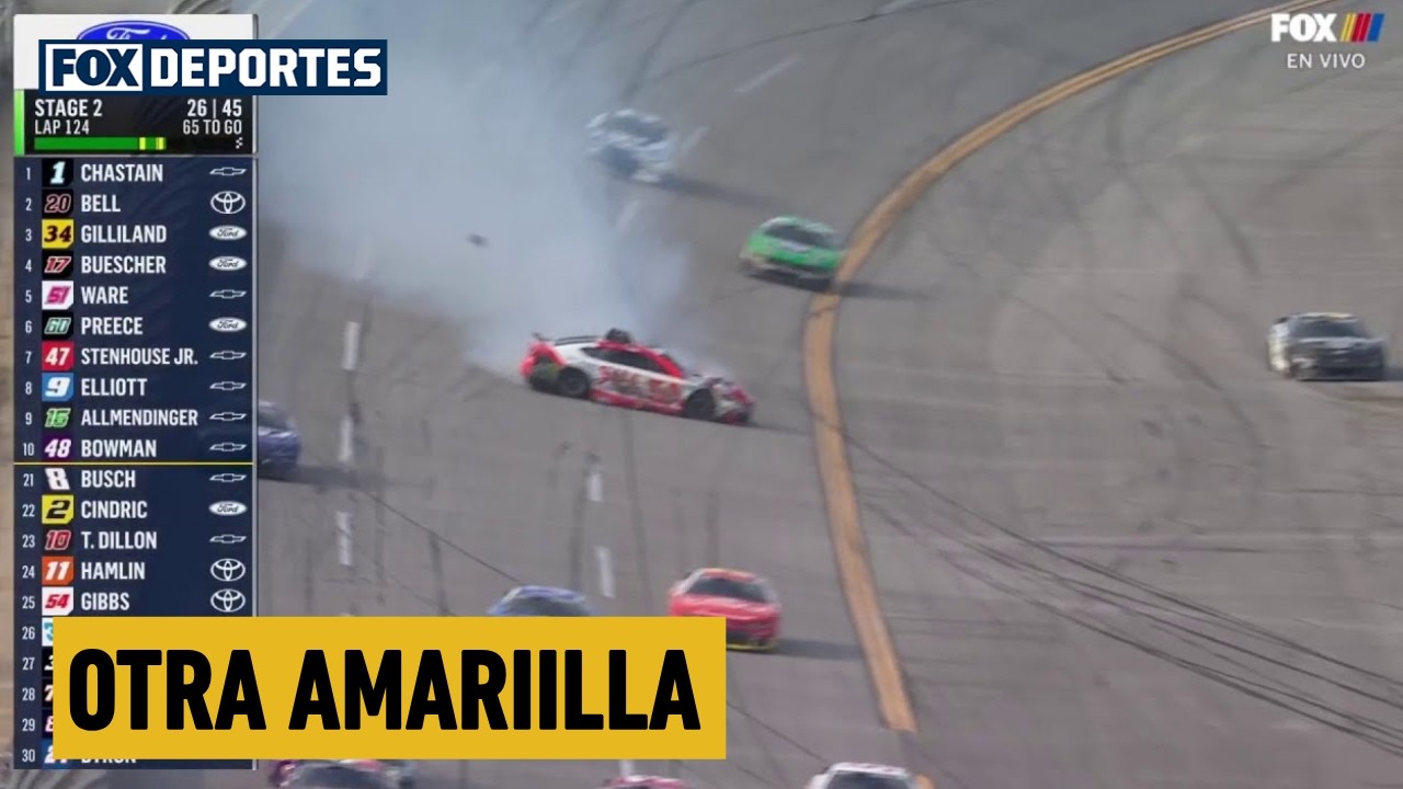 🟨👀 OTRA AMARIILLA. Ty Gibbs pierde el control| #NASCARen | FOX#TalladegaSuperspeedway.