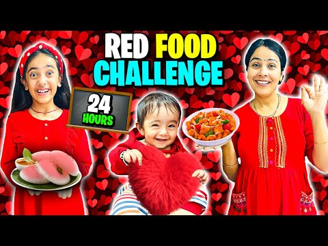 RED COLOUR CHALLENGE!❤️Eating only *ONE COLOR FOOD* for 24 HOURS🍎!@rishabhnarulavlogs