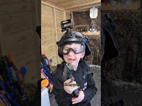 Watch this kid's first time playing with airsoft guns! #shorts #airsoft #funny