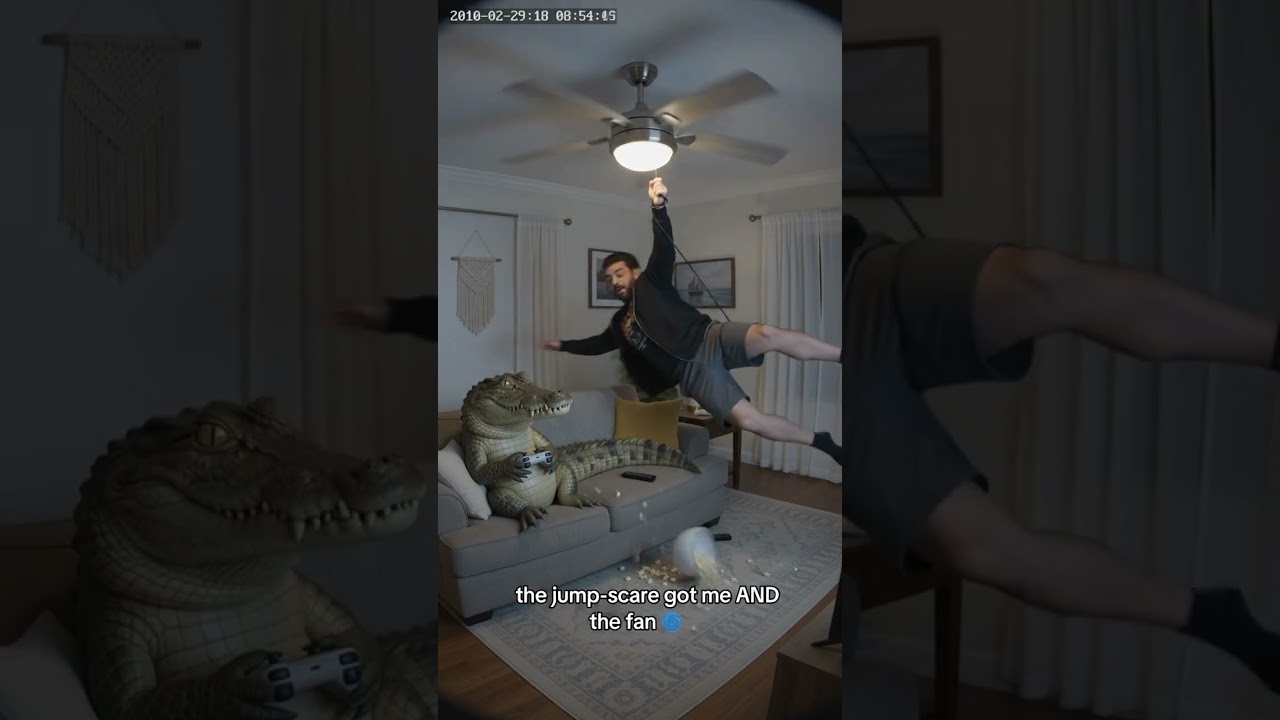 Got Jump-Scared Playing a Horror Game and the Ceiling Fan Launched Me 🎮🌀💀