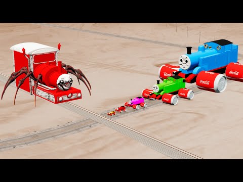 Big & Small Cola Wheel Thomas Vs Choo Choo Charles Train Rail Crossing - BeamNG.Drive