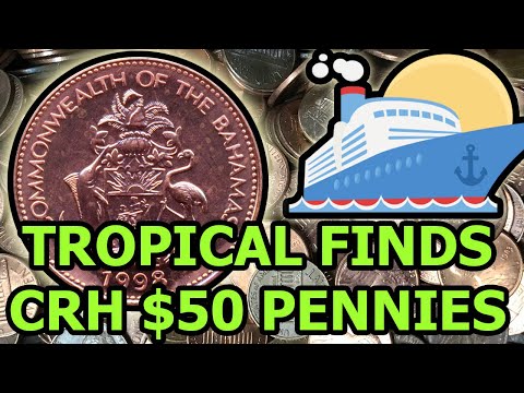 TROPICAL CRUISE While Coin Roll Hunting $50 Pennies - Foreigns & Older Finds