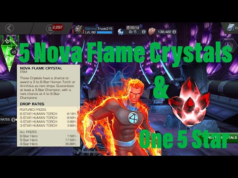 5 Nova Flame & One 5 Star Crystals Opened - MCOC Arcade Card Giveaway #15