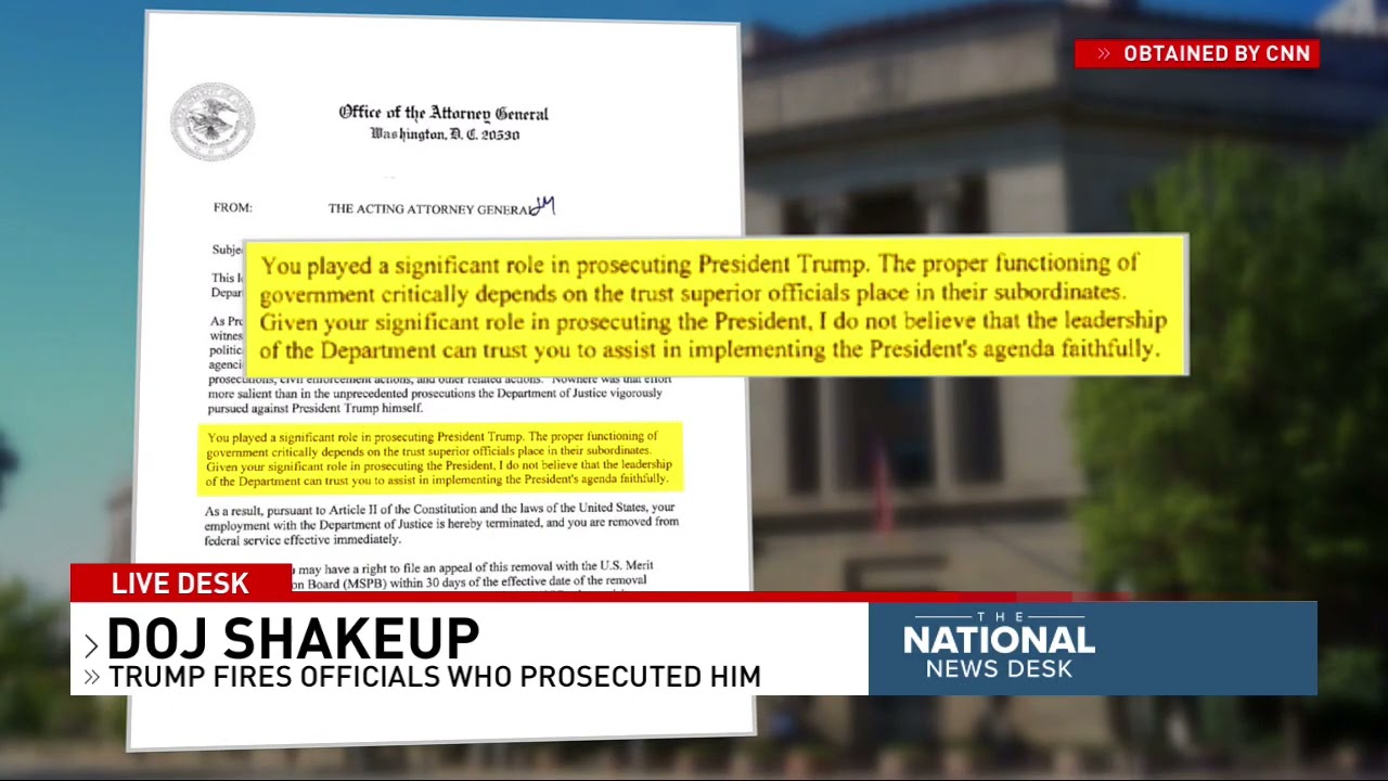 Justice Department fires several prosecutors involved in Trump investigations