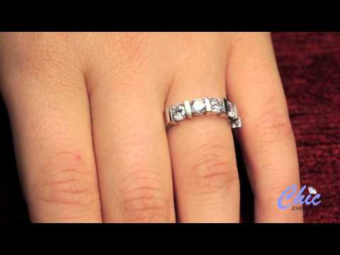 5 stone cubic zirconia ring in white gold