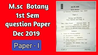 Msc Botany 1st Sem  questions paper  December 2019